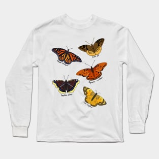 Orange and Brown Butterflies Long Sleeve T-Shirt